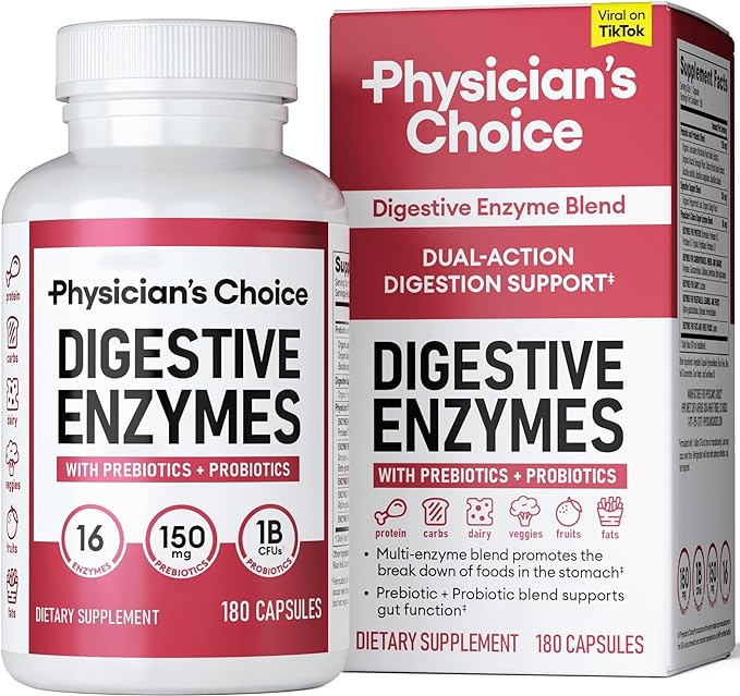 Physician's CHOICE Digestive Enzymes - Multi Enzymes, Organic Prebiotics & Probiotics for