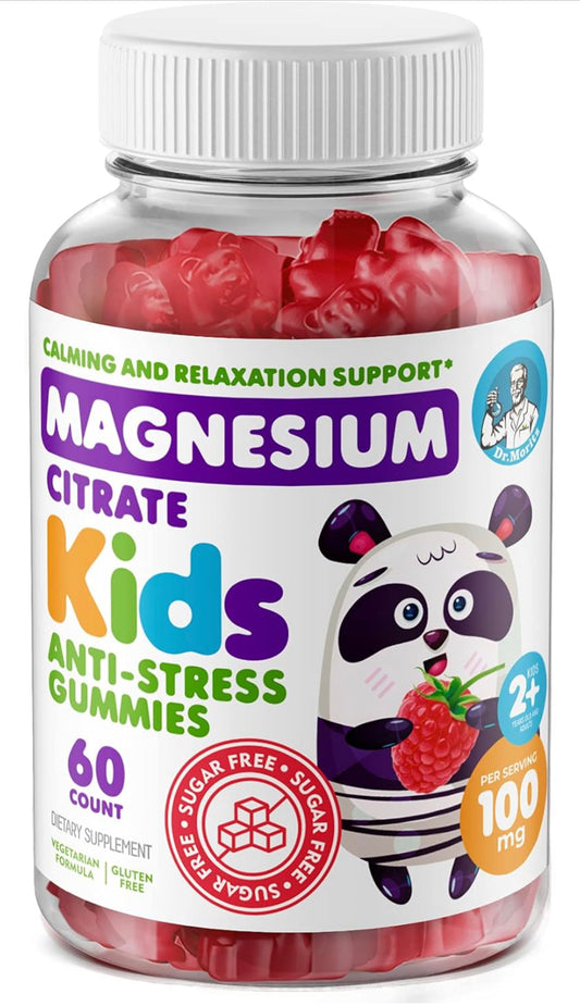 Kids Magnesium Gummies Sugar-Free - Calm Magnesium Gummies Supplement for Children, Sugar-