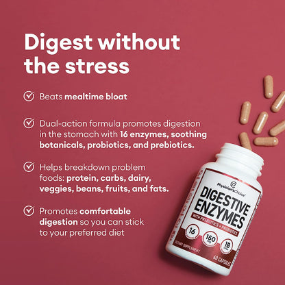 Physician's CHOICE Digestive Enzymes - Multi Enzymes, Organic Prebiotics & Probiotics for