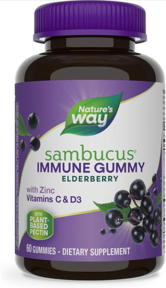 Nature’s Way Sambucus Elderberry Immune Gummies, Daily Immune Support for Kids and Adults