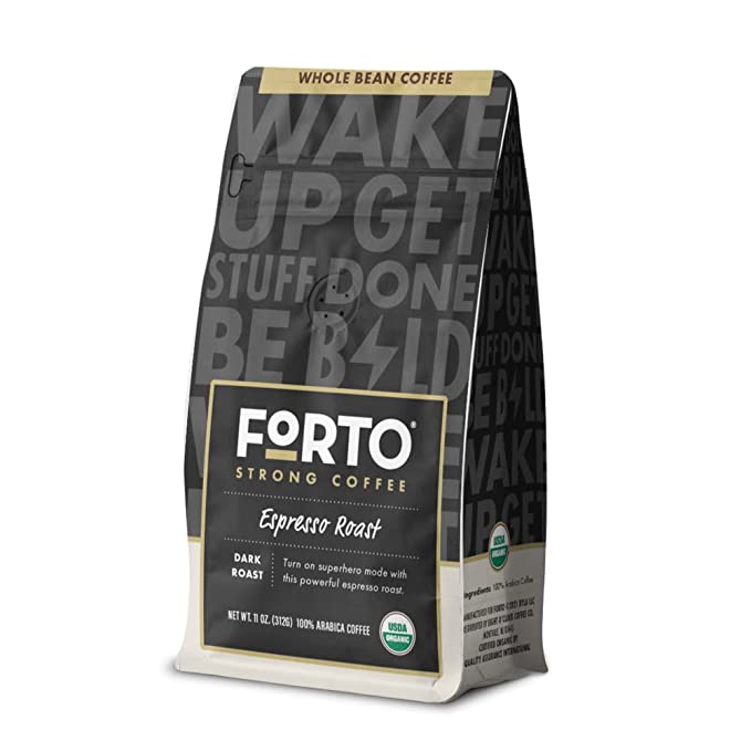 FORTO Strong Coffee, Organic, Whole Bean, Espresso, 11 oz (Pack of 1)