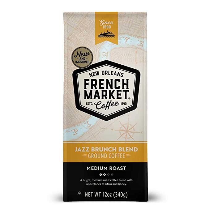 French Market Coffee, Jazz Breakfast Brunch Blend, Medium Roast Ground