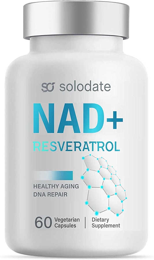 solodate NAD Supplement 99% Purity, 4-in-1 Upgraded NAD Resveratrol Supplement 1000 mg