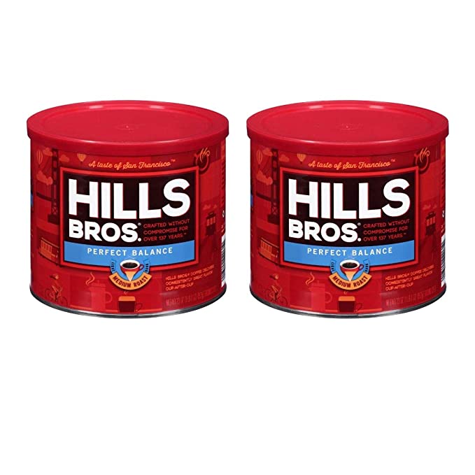 Hills Bros. Perfect Balance Half-Caffeine Ground Coffee, Medium Roast,