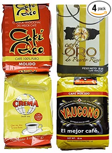 Puerto Rican Variety Pack Ground Coffee - 4 Local Favorites in 8 Ounce