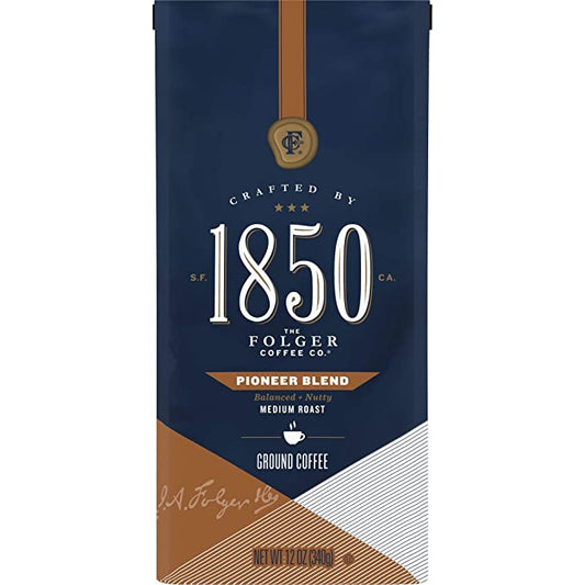 1850 by Folgers Pioneer Blend Medium Roast Ground Coffee, 12 Ounces (P