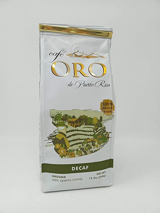 Cafe Oro Puerto Rican Coffee - Decaf - Ground Coffee- 100% Arabica Cof