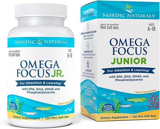Nordic Naturals Omega Focus Jr, Lemon - 120 Mini Soft Gels - 900 mg Total Omega-3s with EP