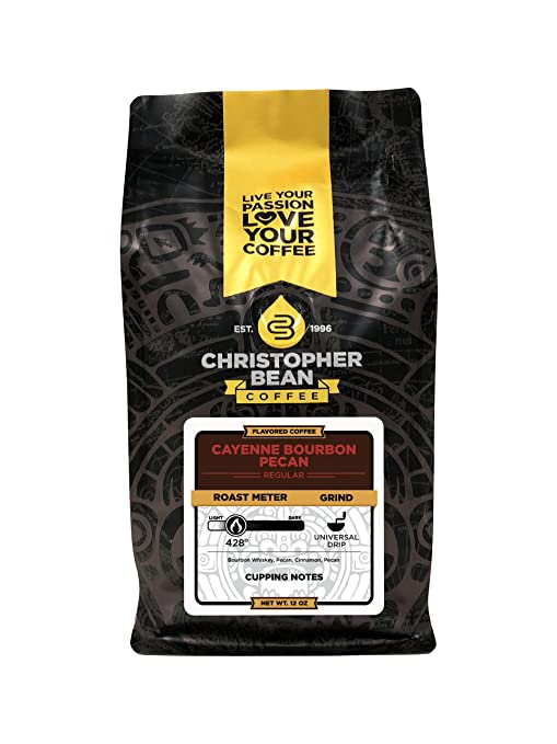 Christopher Bean Coffee - Cayenne Bourbon Pecan Flavored Coffee, (Regu