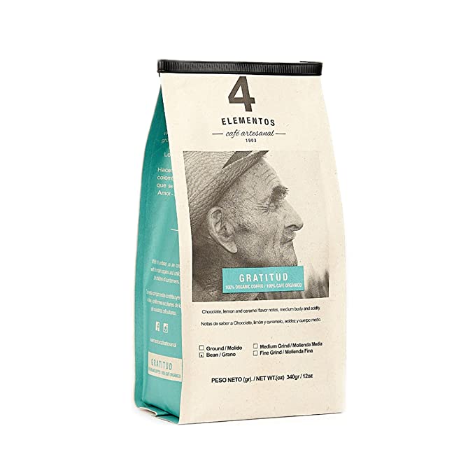 4 Elementos Artisanal Whole Bean Coffee from Colombia - One Bag - 12oz