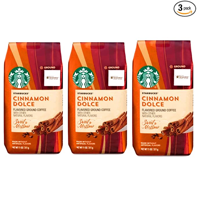 Starbucks Cinnamon Dolce Flavored Blonde Roast Ground Coffee Pack of 3