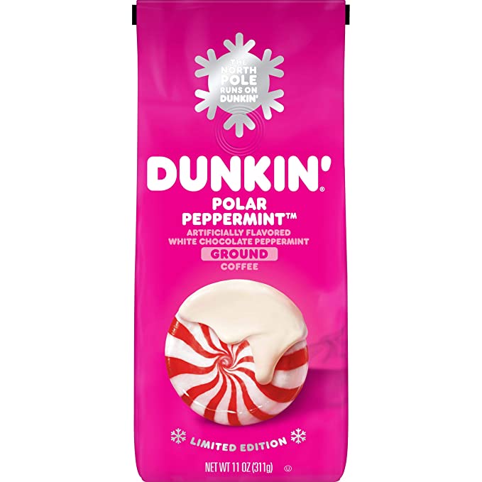 Dunkin' Polar Peppermint Flavored Ground Coffee, 11 Ounces (Pack of 6)