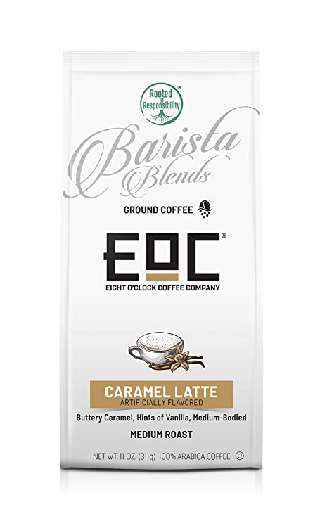 Eight O'Clock Coffee Barista Blends Ground Coffee, Caramel Latte, 11 O
