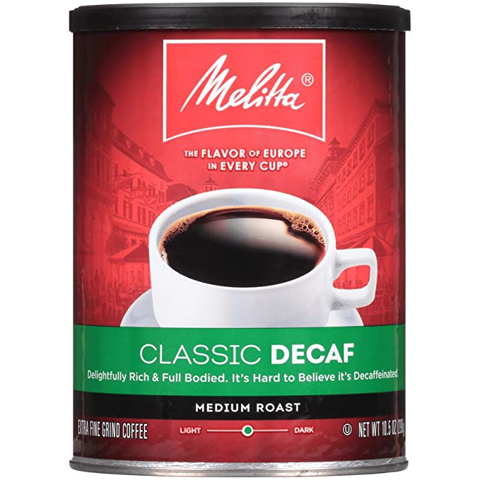 Melitta Classic Decaf Coffee, Medium Roast, Extra Fine Grind, 10.5 Oun