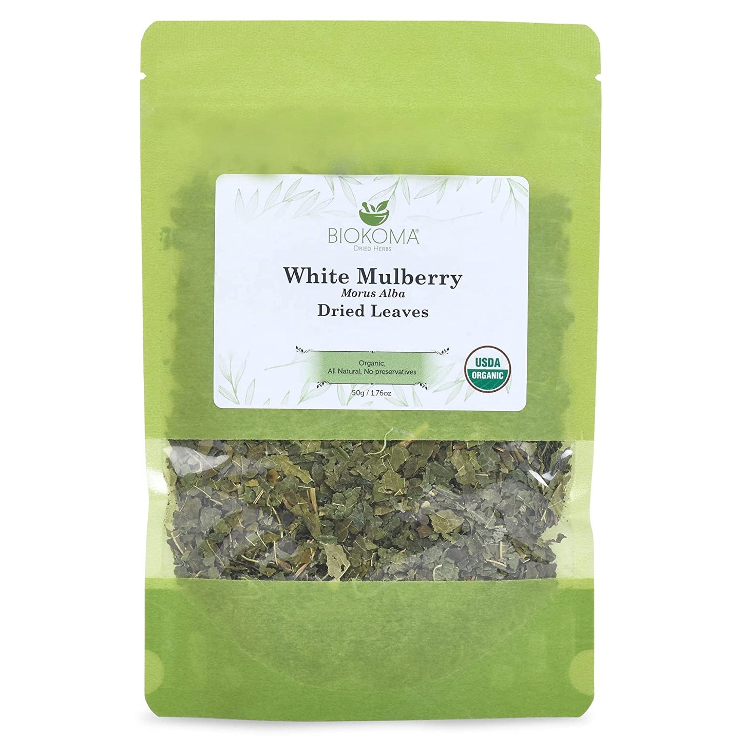 White Mulberry 100% puro y orgánico Biokoma blanco morera hojas secas 50g (1.76oz)