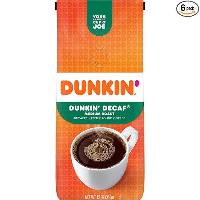 Dunkin' Original Blend Medium Roast Decaf Ground Coffee, 12 Ounces (Pa