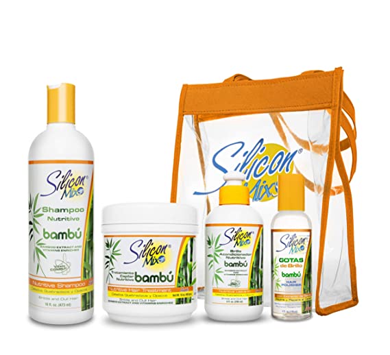 Silicon-Mix-Bambu-Set-4-pieces-Shampoo,-Tratament,-Leave-In,