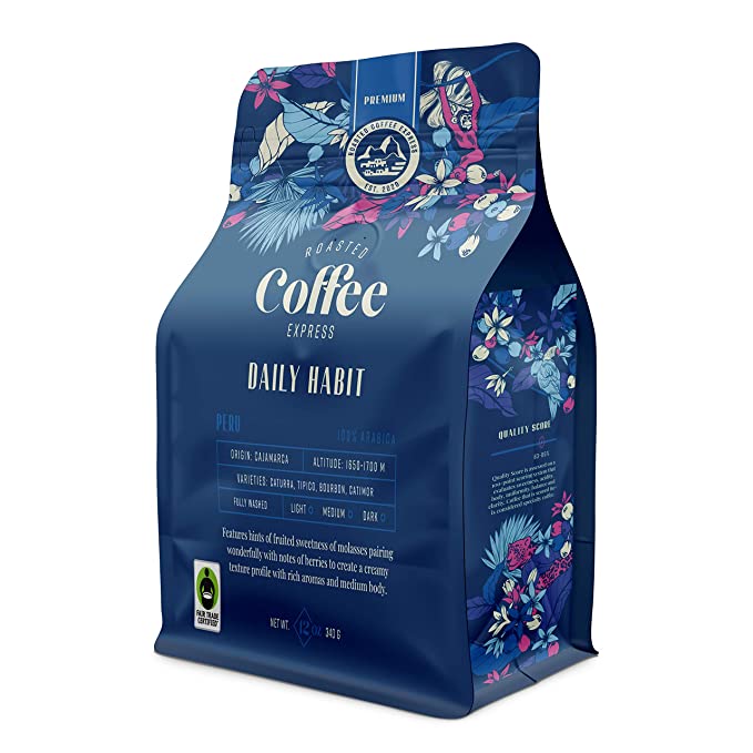 Roasted Coffee Express Daily Habit Premium 12 oz Specialty Ground Coff