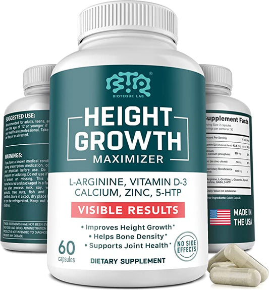 Height Growth Maximizer - Made in USA - Calcium, Vitamin D3 & Zinc Blend to Grow Taller -
