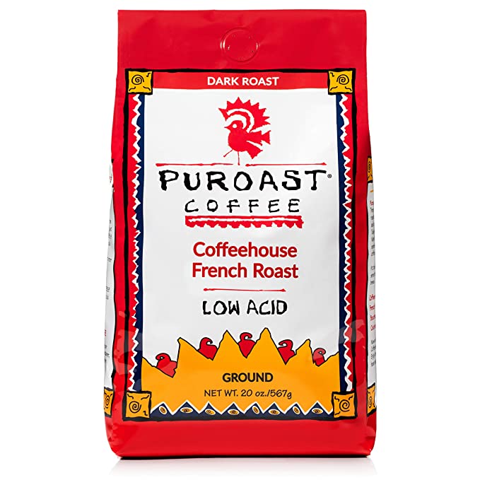 Puroast Low Acid Ground Coffee, Coffeehouse French Roast, High Antioxi