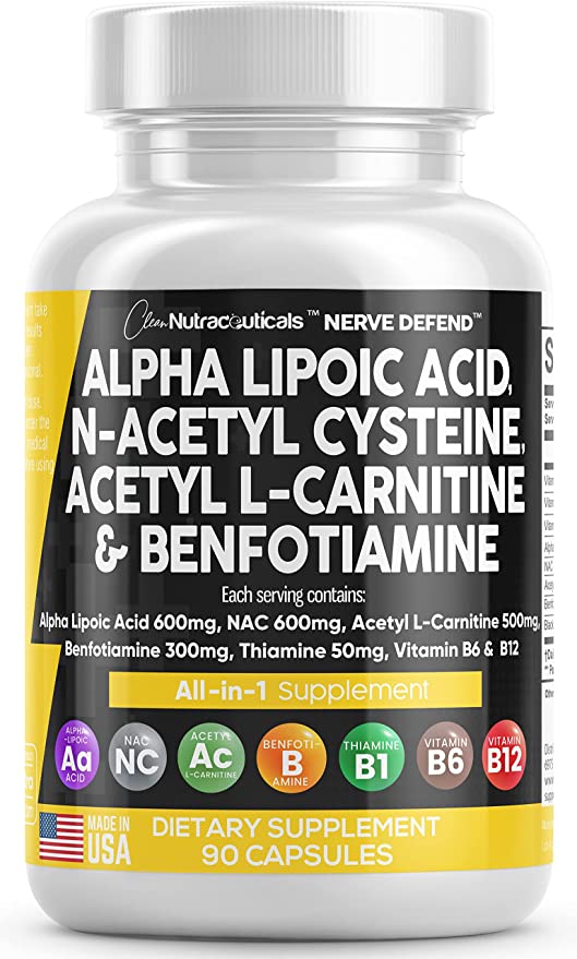 Alpha Lipoic Acid 600mg N-Acetyl Cysteine 600mg Acetyl L-Carnitine 500mg Benfotiamine 300m