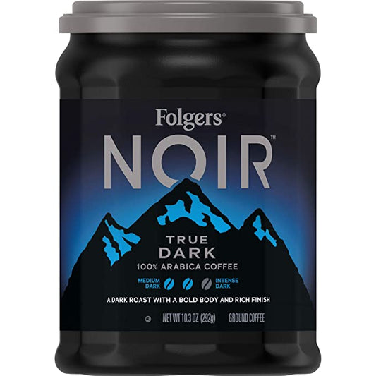 Folgers Noir True Dark Dark Roast Ground Coffee, 10.3 Ounces (Pack of
