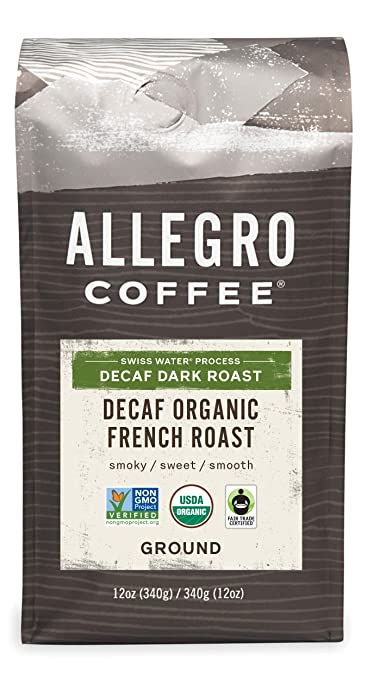 Allegro Coffee Decaf Organic French Roast Ground Coffee, 12 oz (Pack o