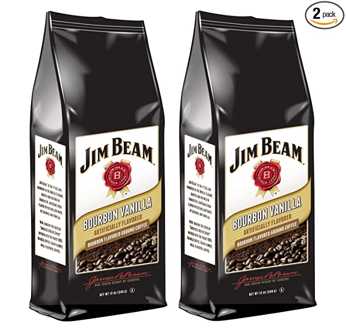 Jim Beam Bourbon Vanilla Bourbon Flavored Ground Coffee, 2 bags (12 oz