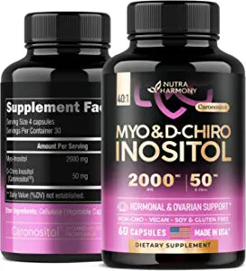 NUTRAHARMONY Inositol - Myo-Inositol & D-Chiro - Made in USA - Women Hormone Balance - Ova