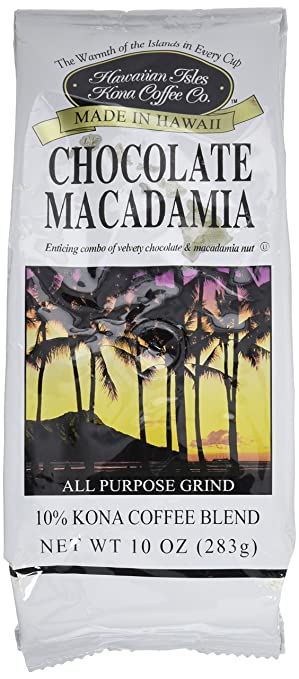Hawaiian Isles Kona Coffee Co. Kona Chocolate Macadamia Nut Ground Cof