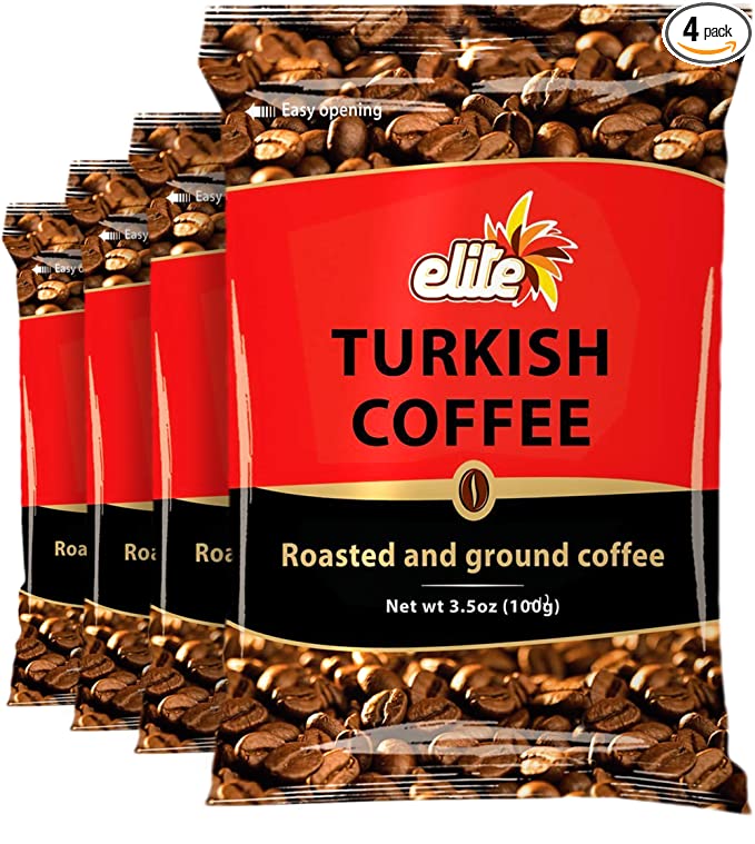 Elite Roasted & Ground Turkish Coffee 3.5oz Bag (4 Pack)