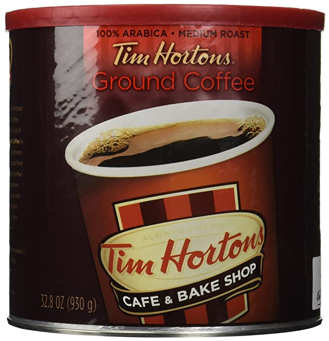 Tim Hortons Ground Coffee Can, 32.8 Ounce (Pack of 2)
