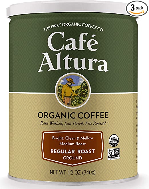 Cafe Altura Ground Organic Coffee, Blue, Regular Roast 36 Ounce (Pack