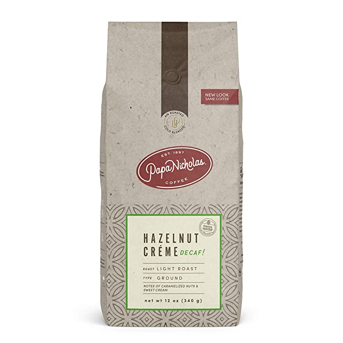 PapaNicholas Coffee Ground Coffee, Decaffeinated, Hazelnut Creme, 12 O