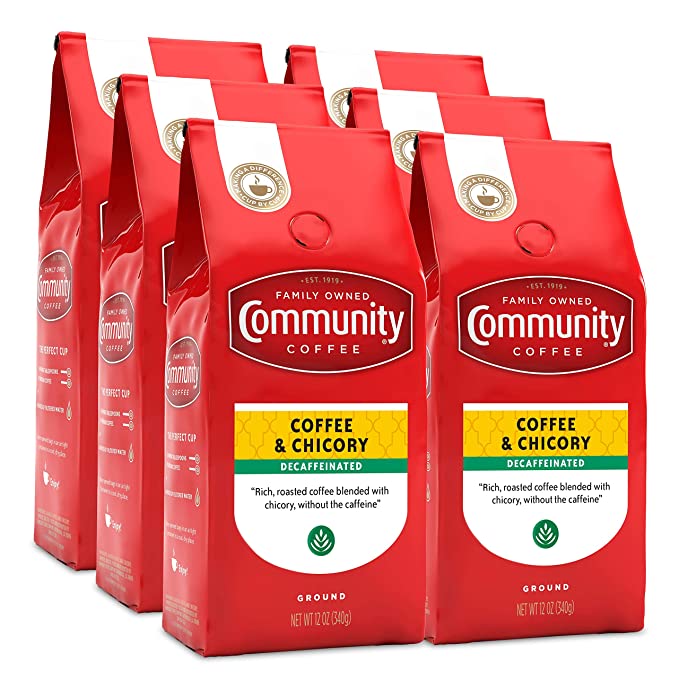 Community Coffee Coffee and Chicory Decaf Coffee, Medium Dark Roast Gr