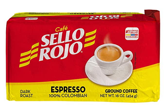 Café Sello Rojo Espresso | 100% Colombian Dark Roast Ground Arabica Co