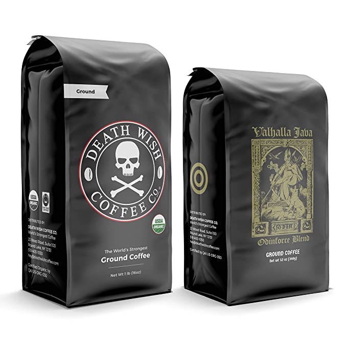 DEATH WISH Coffee - The World’s Strongest Coffee [1 lb] and VALHALLA J