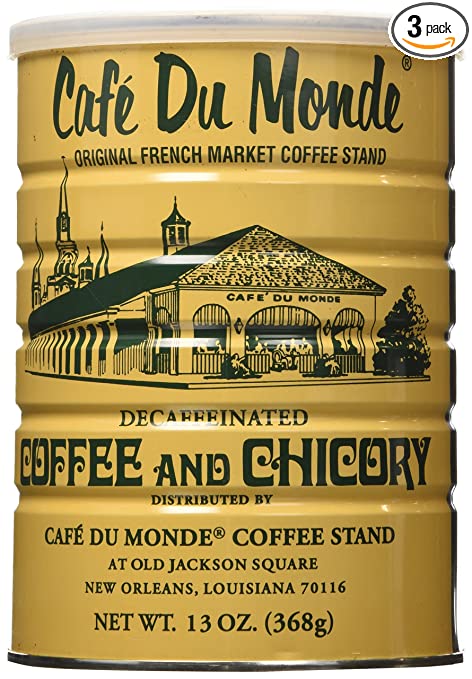Cafe Du Monde Coffee Decaf And Chicory, 13-Ounce can (Pack of 3)