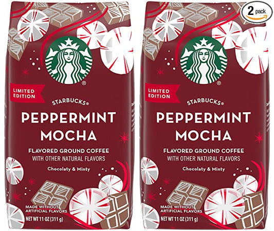 Starbucks Limited Edition Peppermint Mocha, Flavored Ground Coffee, 11