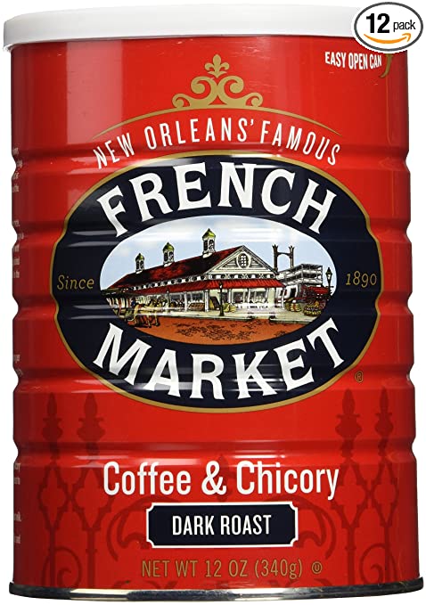 French Market Coffee and Chicory, Dark Roast, 12oz cans (12 Pack)